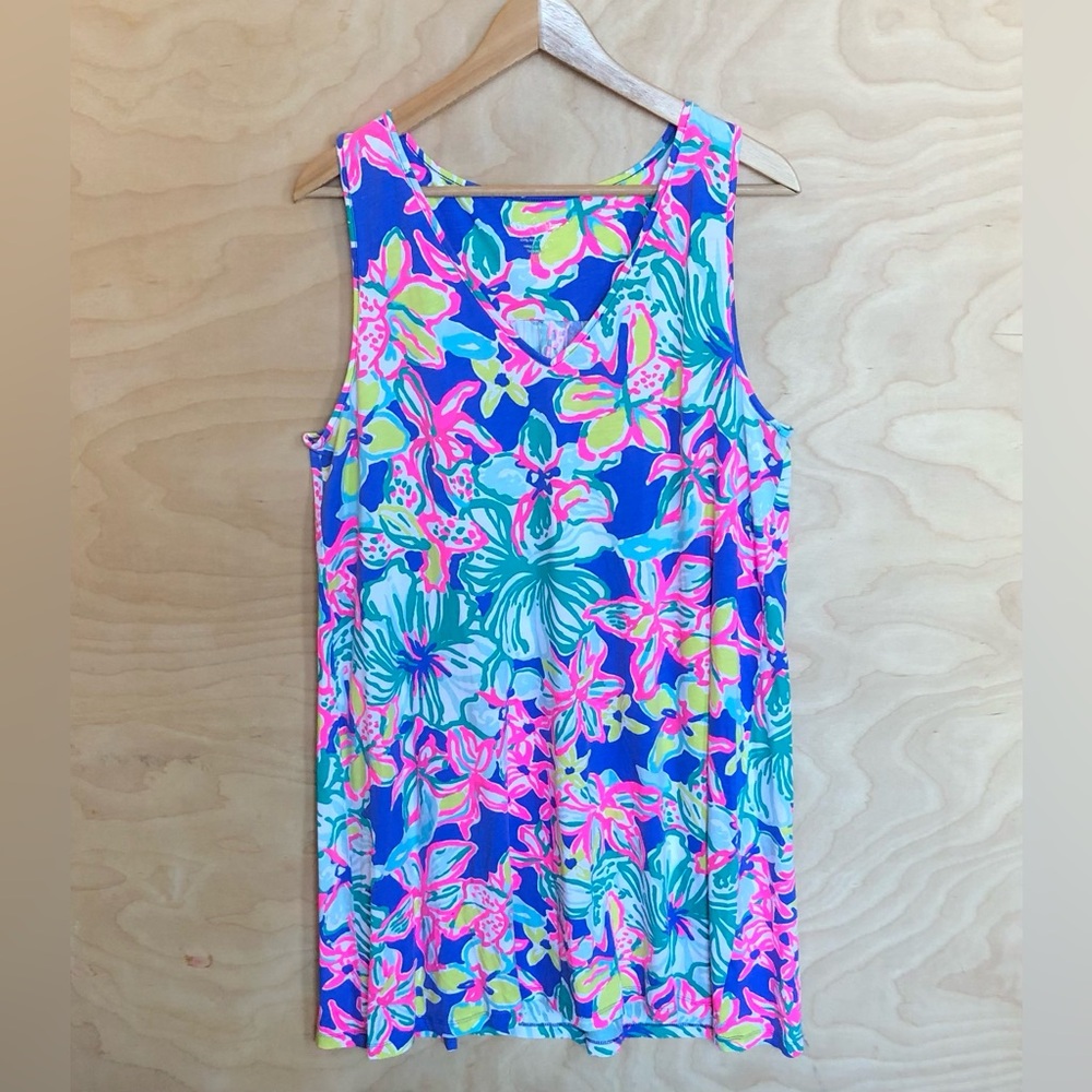 Lilly Pulitzer Womens Tank Dress Multicolor Pima Cotton Relaxed Size L.
